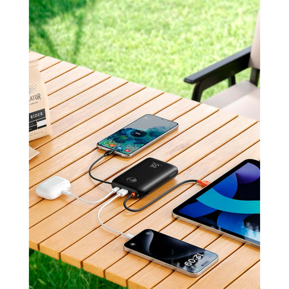 Veger K2 W2068 Digital Display Power Bank 20000mAh PD 3.0 35W Built In 4 Cables, Keychain Style (Μαύρο)