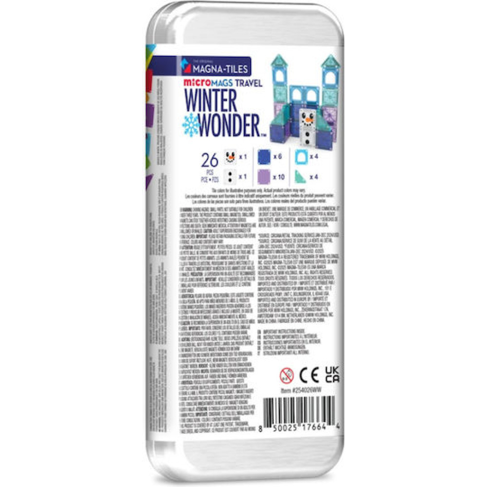 Magna-Tiles microMAGS Winter Wonder Travel 26 Τεμάχια – Μαγνητικά Πλακίδια STEM για Ταξίδι