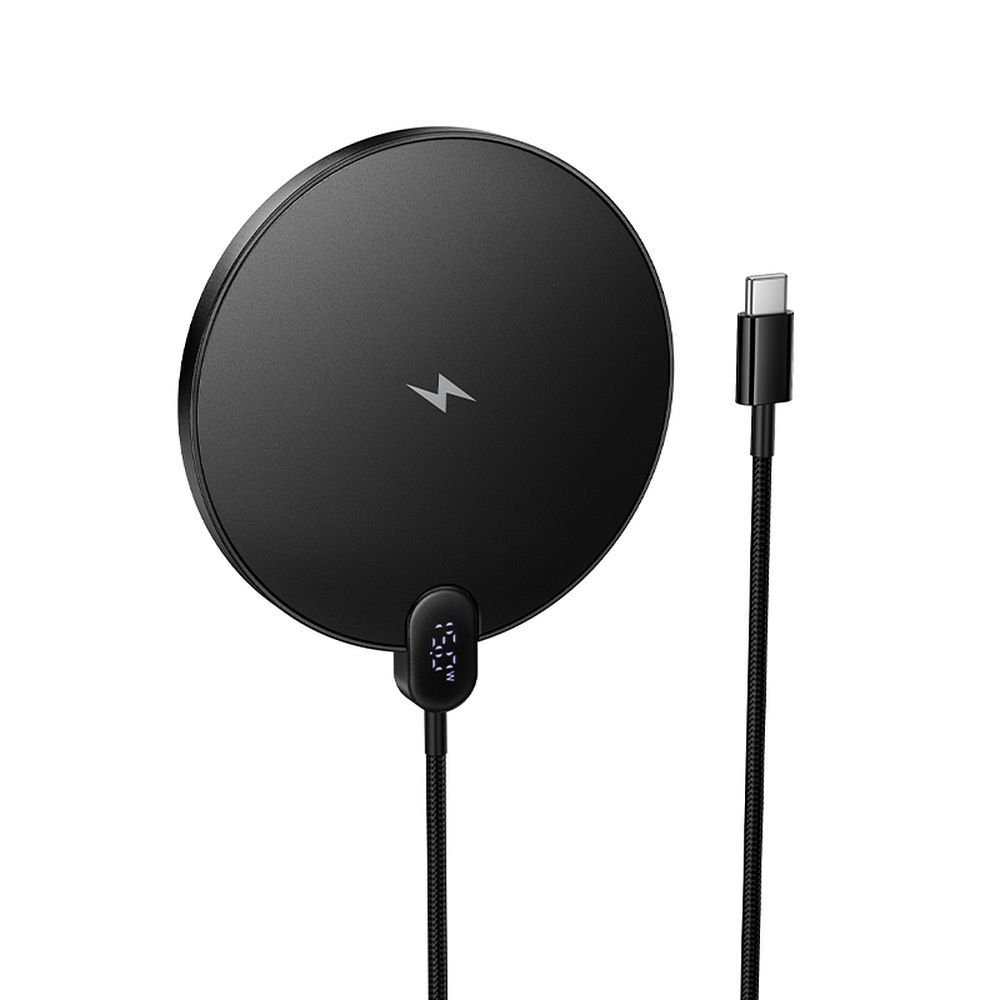 Hoco CW62 Wireless φορτιστής με καλώδιο USB-C και οθόνη, 15W (Μαύρο)