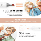 Ohuhu Kaala Σετ 24 Μαρκαδόρων Αλκοόλης Slim Broad and Fine Dual Tips - Four Tones