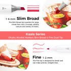 Ohuhu Kaala Σετ 24 Μαρκαδόρων Αλκοόλης Slim Broad and Fine Dual Tips - Basic Colors