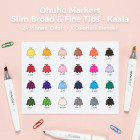 Ohuhu Kaala Σετ 24 Μαρκαδόρων Αλκοόλης Slim Broad and Fine Dual Tips - Basic Colors