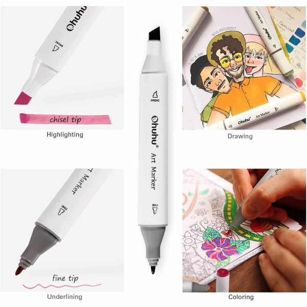 Ohuhu Oahu Σετ 120 Μαρκαδόρων Αλκοόλης Fine & Chisel