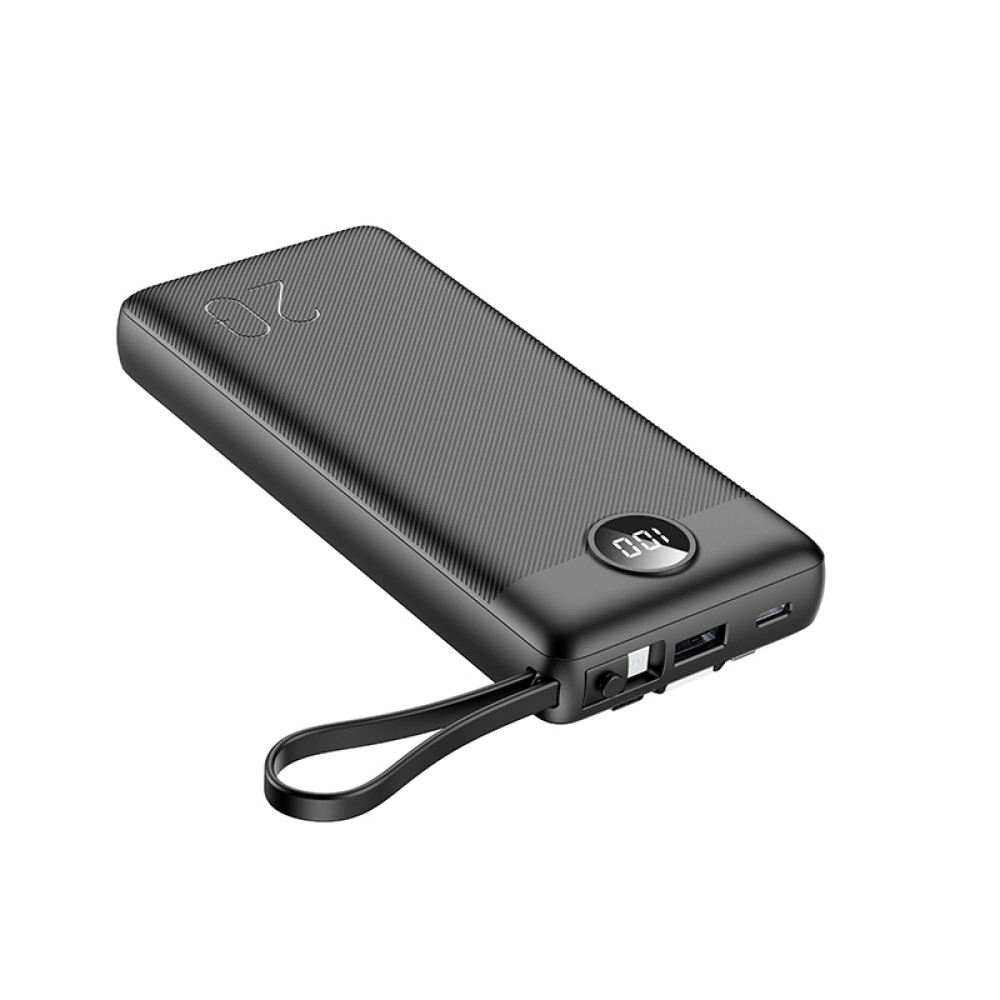 Veger C20 W2059 Digital Display Power Bank 20000mAh Built In 4 Cables, Keychain Style (Μαύρο)