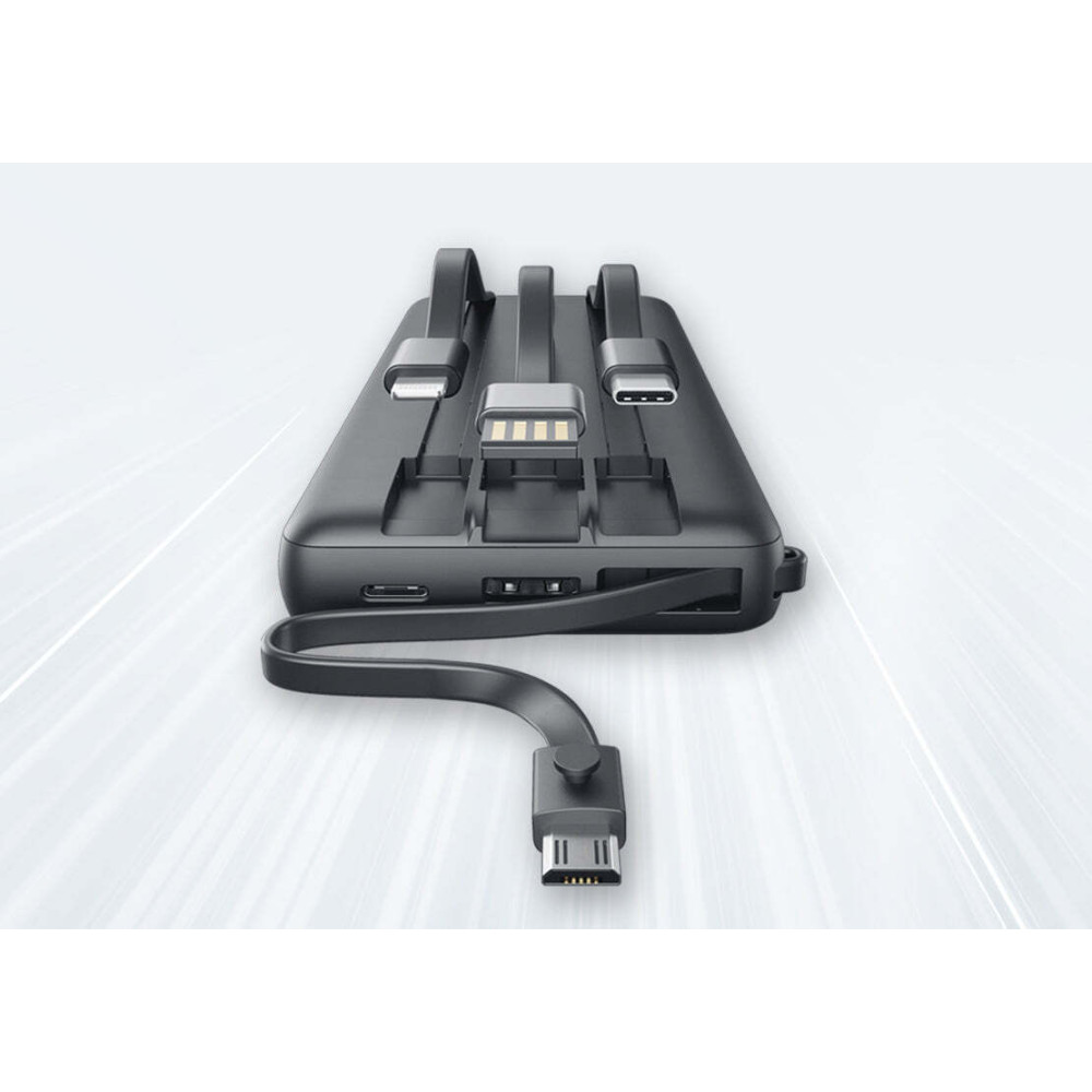 Veger C20 W2059 Digital Display Power Bank 20000mAh Built In 4 Cables, Keychain Style (Μαύρο)