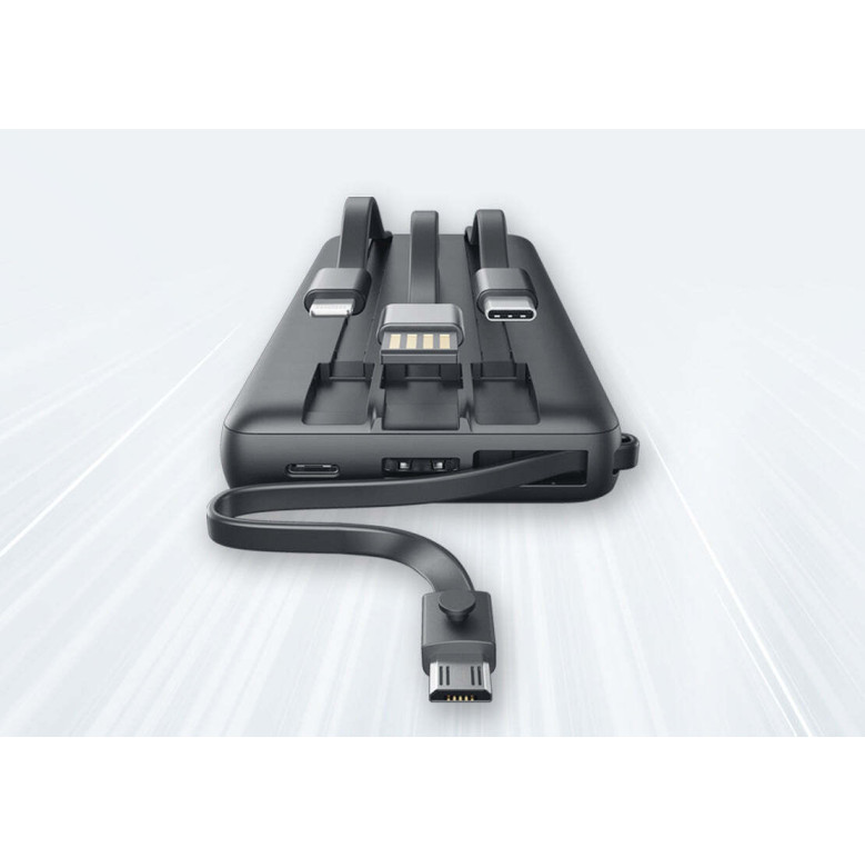 Veger C20 W2059 Digital Display Power Bank 20000mAh Built In 4 Cables, Keychain Style (Μαύρο)