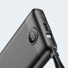 Veger C20 W2059 Digital Display Power Bank 20000mAh Built In 4 Cables, Keychain Style (Μαύρο)