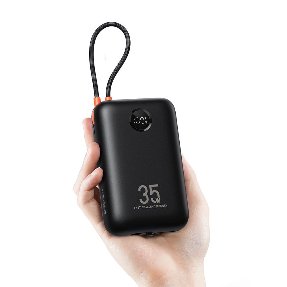 Veger K3 W2068 Digital Display Power Bank 30000mAh PD 3.0 35W Built In 4 Cables, Keychain Style (Μαύρο)