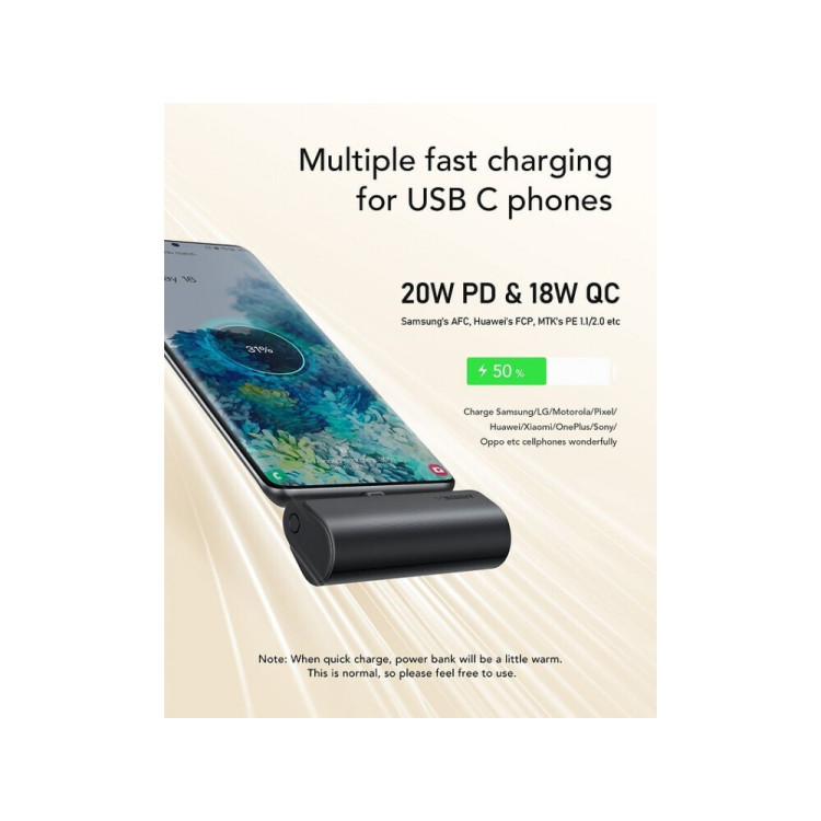 Veger W0556 Power Bank Plugon-C 5000mAh PD 3.0 20W Type-C (Μαύρο)