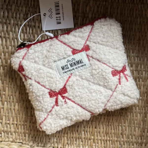 Miss Minimal Mini Zipper Pouch Sweet Red Fluffy (15 x 13 cm)