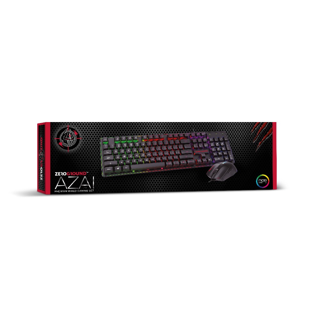 Zeroground KB-2400GUMS AZAI v3.0 Ενσύρματο Πληκτρολόγιο & Ποντίκι Gaming RGB