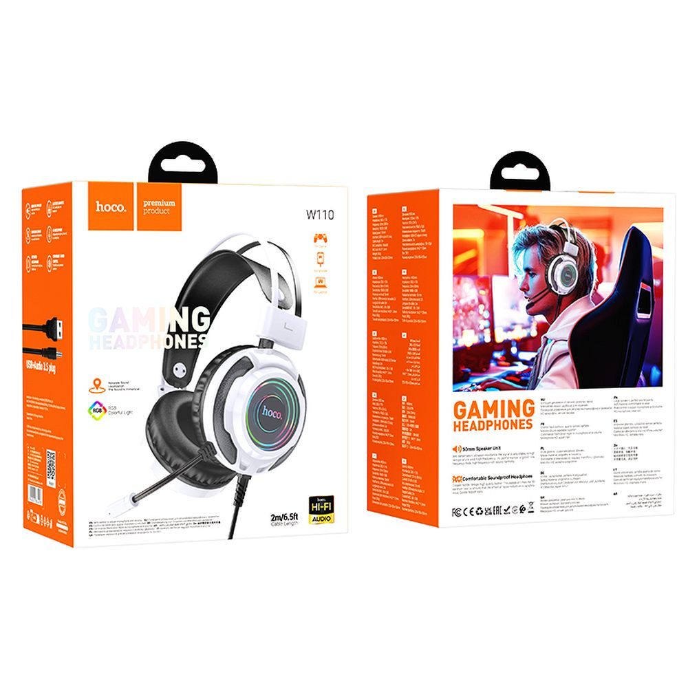Hoco W110 Gaming Headset με σύνδεση 3.5mm / USB (Λευκό)