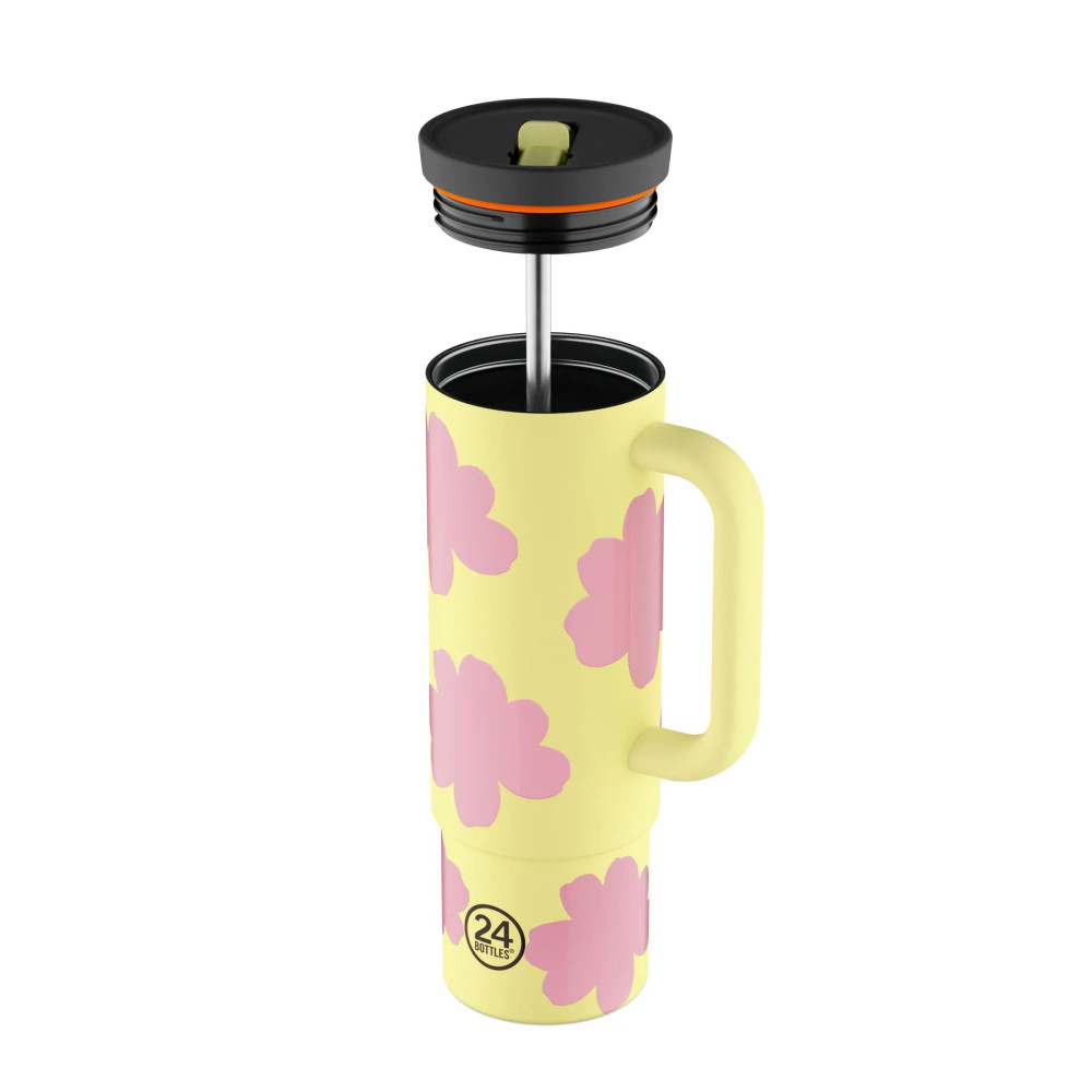 24Bottles Straw Cup Ανοξείδωτο Ποτήρι Θερμός με Καλαμάκι 0.80lt (Yellow Daydreaming)