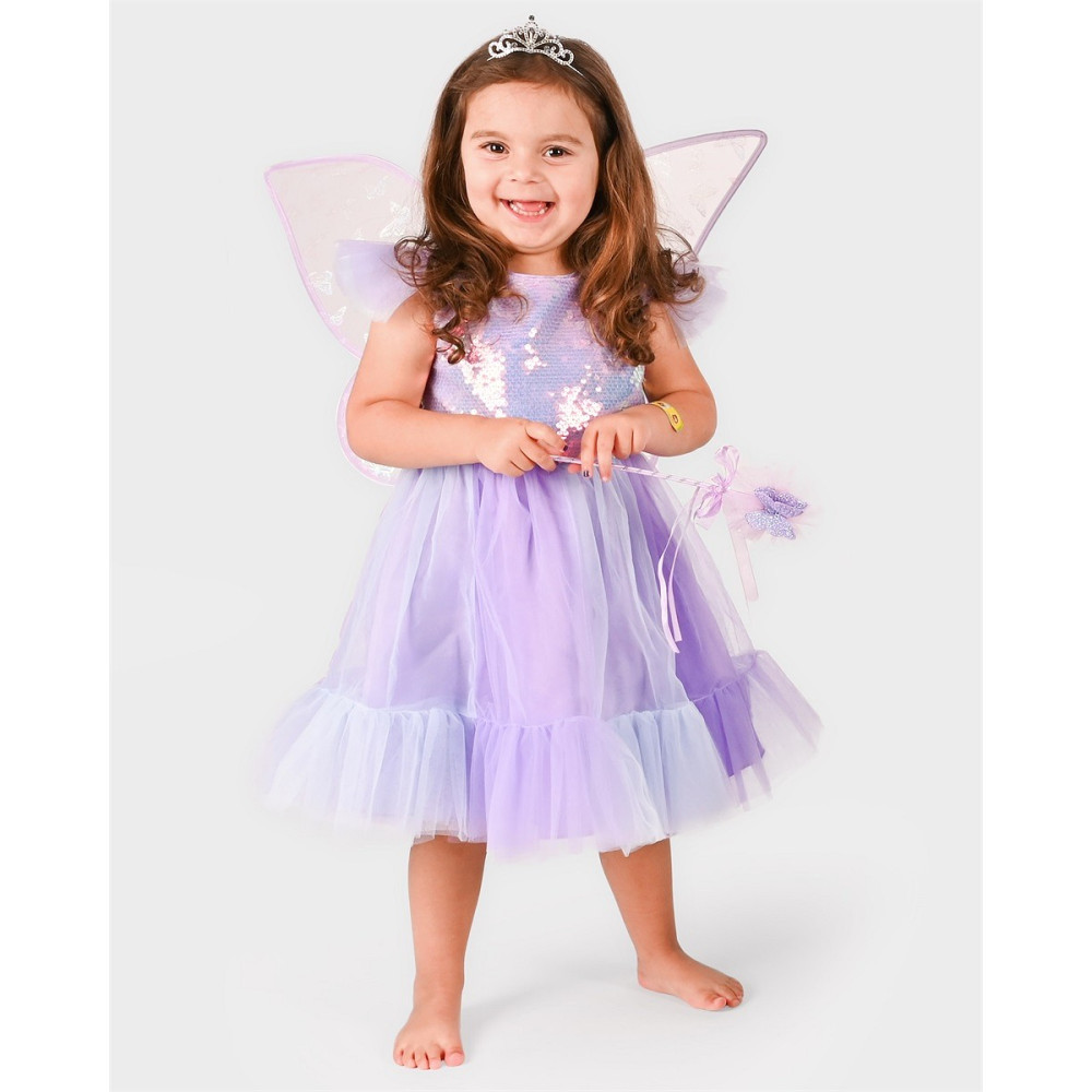 Den Goda Fen Στολή Μωβ Πεταλούδα με Αξεσουάρ 2-4 ετών