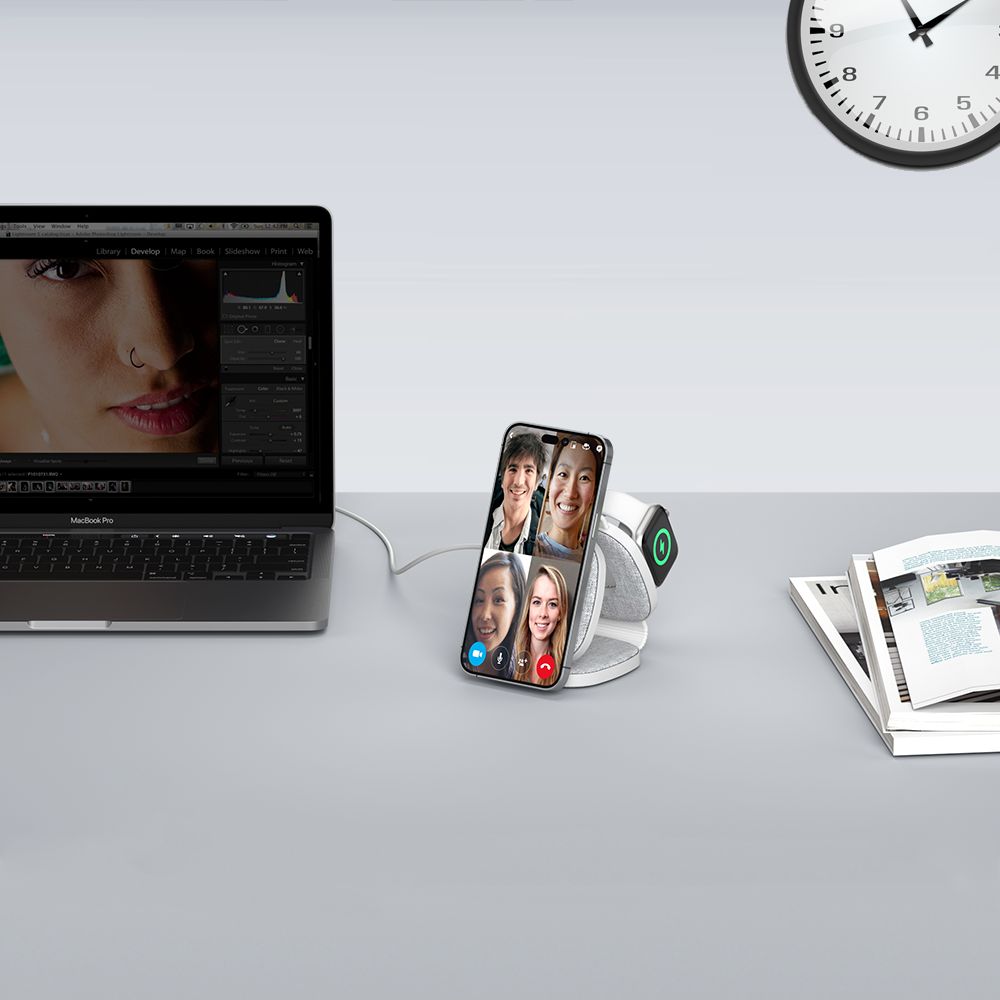 Tech-Protect QI15W-A32 Aσύρματος Μαγνητικός Φορτιστής Magsafe 3in1 (GREY)