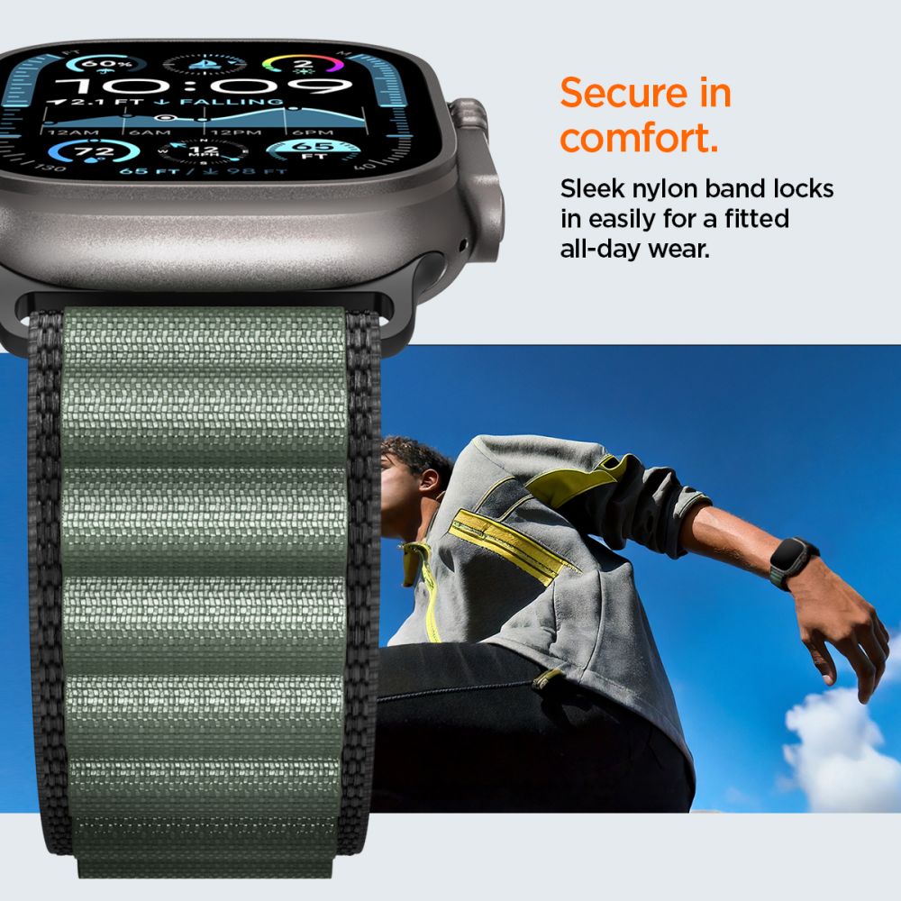 Spigen WBF1 Λουράκι για Apple Watch 8 / 9 / 10 / 11 / SE / ULTRA (44 / 45 / 46 / 49 mm) (Μαύρο/Πράσινο)