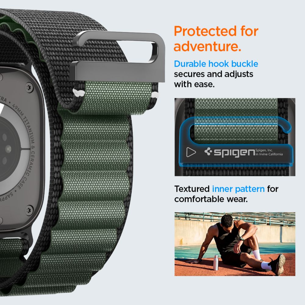 Spigen WBF1 Λουράκι για Apple Watch 8 / 9 / 10 / 11 / SE / ULTRA (44 / 45 / 46 / 49 mm) (Μαύρο/Πράσινο)
