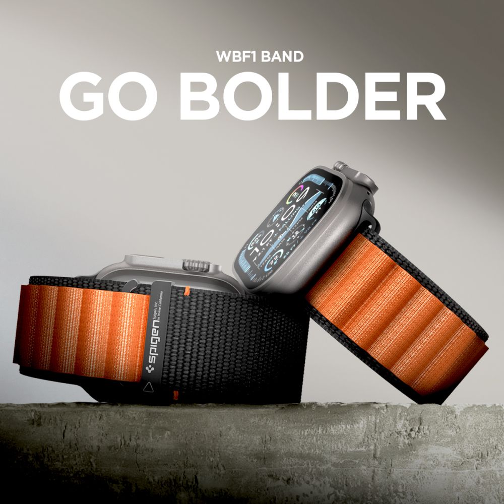 Spigen WBF1 Λουράκι για Apple Watch 8 / 9 / 10 / 11 / SE / ULTRA (44 / 45 / 46 / 49 mm) (Μαύρο/Πορτοκαλί)