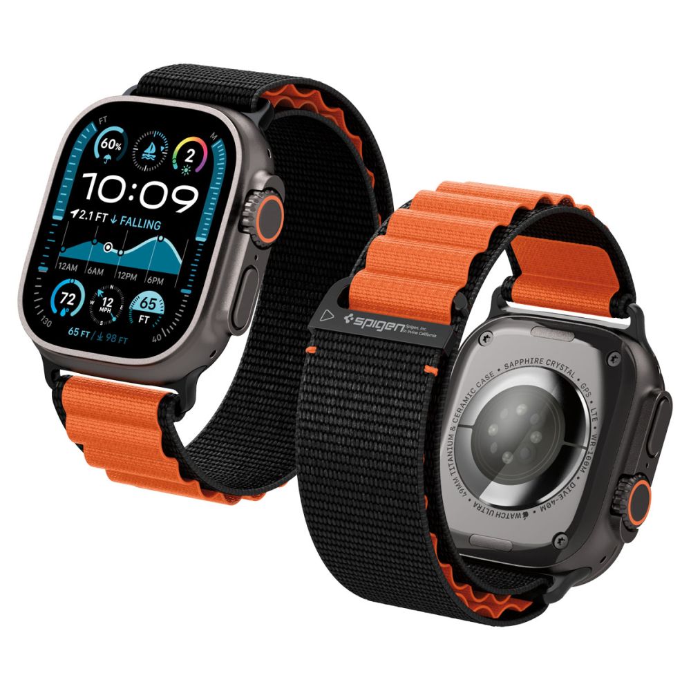 Spigen WBF1 Λουράκι για Apple Watch 8 / 9 / 10 / 11 / SE / ULTRA (44 / 45 / 46 / 49 mm) (Μαύρο/Πορτοκαλί)