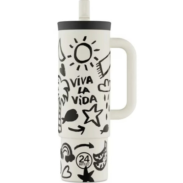 24Bottles Straw Cup Ανοξείδωτο Ποτήρι Θερμός με Καλαμάκι 0.80lt (Viva la Vida)