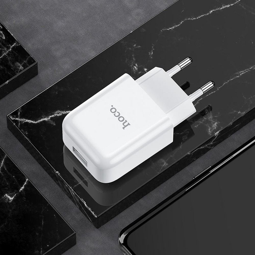 Φορτιστής Hoco N2 USB USB-A 2A 10W + καλώδιο USB-A σε USB-C (Λευκό)