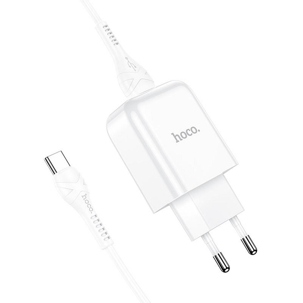 Φορτιστής Hoco N2 USB USB-A 2A 10W + καλώδιο USB-A σε USB-C (Λευκό)
