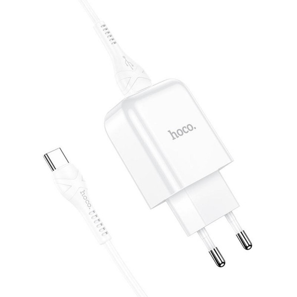 Φορτιστής Hoco N2 USB USB-A 2A 10W + καλώδιο USB-A σε USB-C (Λευκό)