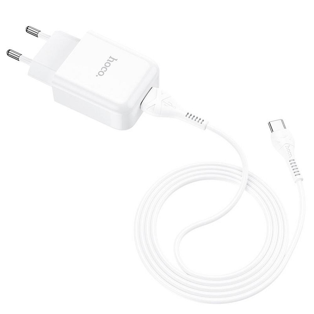 Φορτιστής Hoco N2 USB USB-A 2A 10W + καλώδιο USB-A σε USB-C (Λευκό)