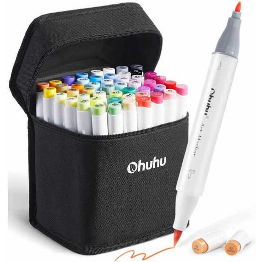 Ohuhu Honolulu Σετ 48 Μαρκαδόρων Αλκοόλης Brush & Fine