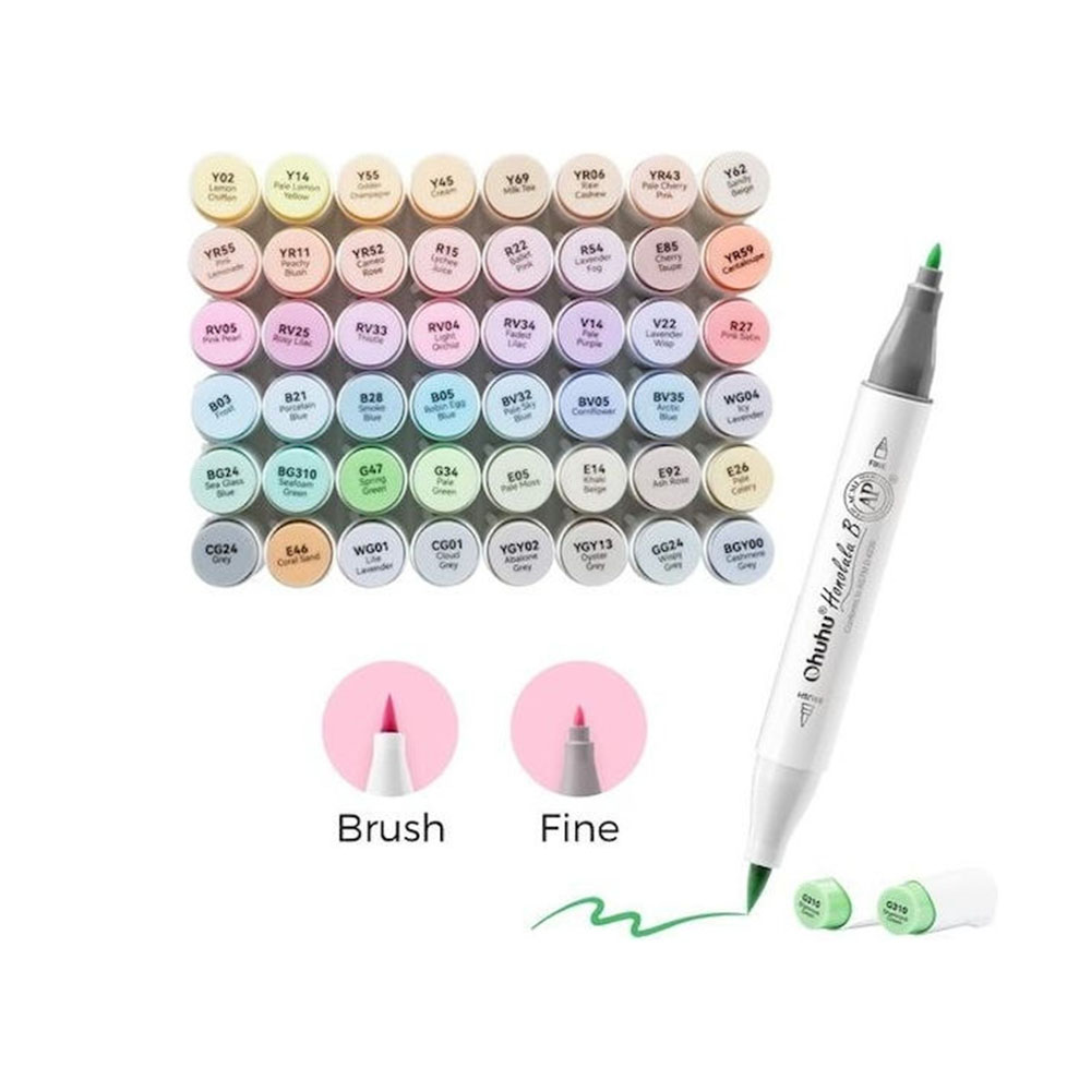 Ohuhu Honolulu Σετ 48 Μαρκαδόρων Αλκοόλης Brush & Fine - Pastel