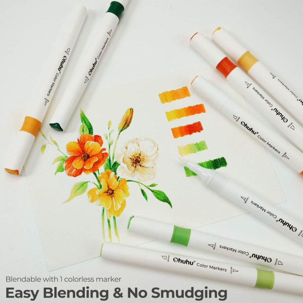 Ohuhu Dual Σετ 64 Μαρκαδόρων με Βάση το Νερό Brush & Chisel