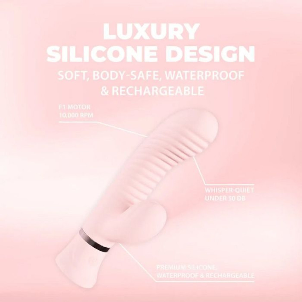 Shots - Ραβδωτή Ροζ Rabbit Συσκευή Δόνησης - Mystique