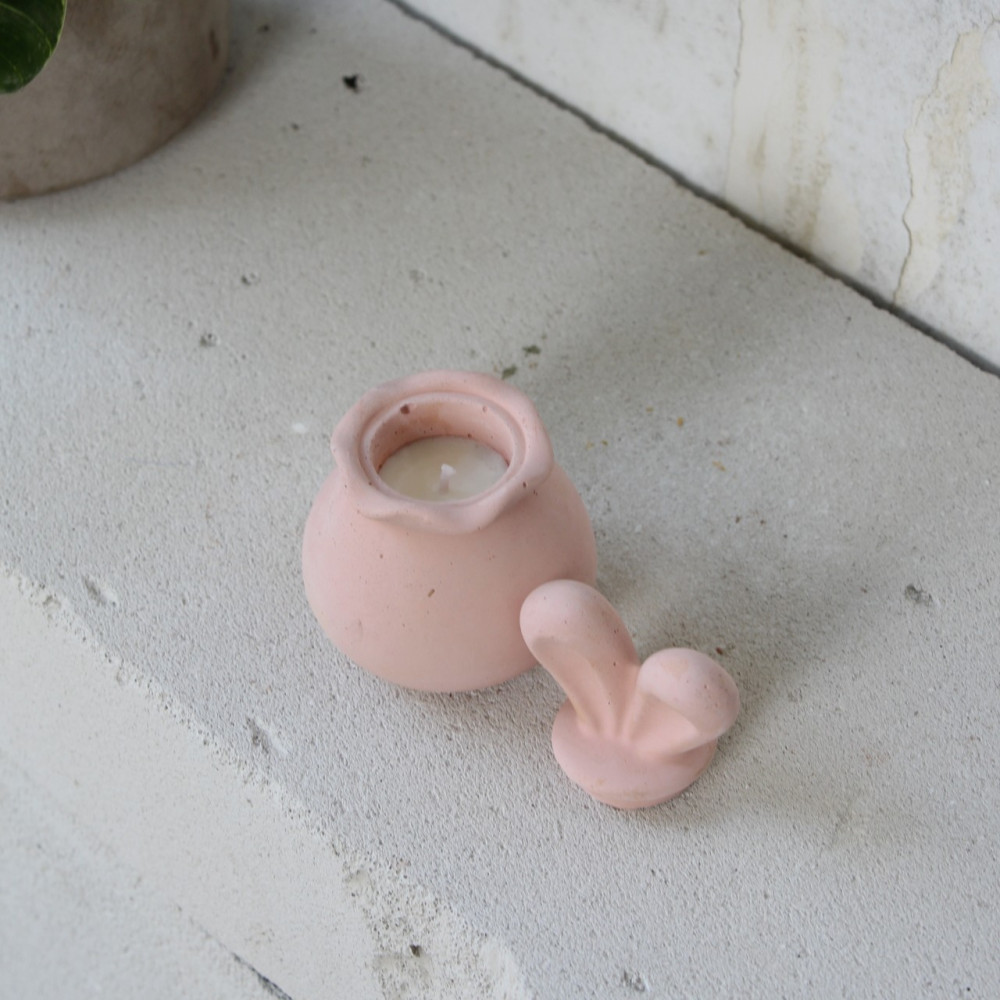 OKU Creations Bunny τσιμεντένιο χειροποίητο δοχείο ροζ 50g