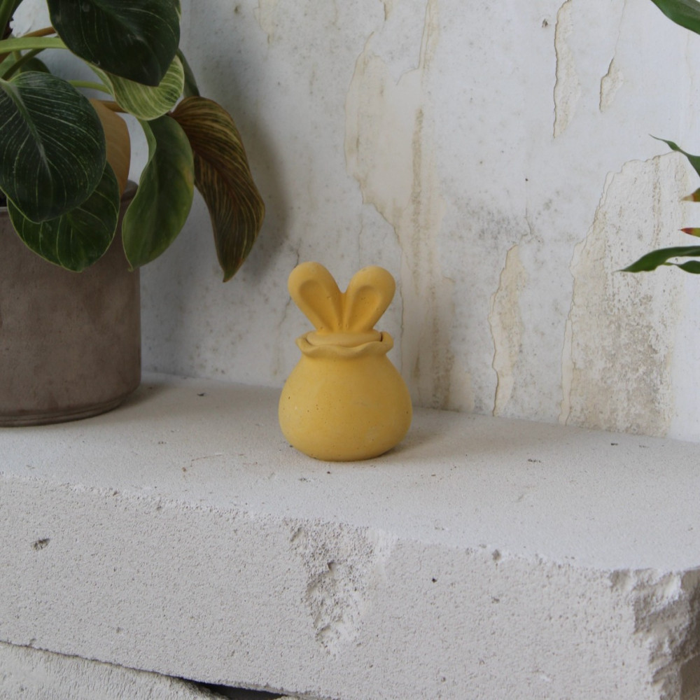 OKU Creations Bunny τσιμεντένιο χειροποίητο δοχείο κίτρινο 50g