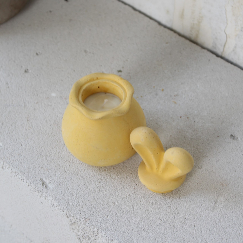 OKU Creations Bunny τσιμεντένιο χειροποίητο δοχείο κίτρινο 50g