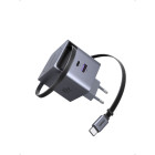 UGreen X615/65825 φορτιστής GaN PD 65W 2 Θέσεων, με καλώδιο USB-C 65W (Γκρι)
