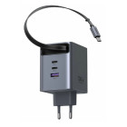 UGreen X616/65828 φορτιστής GaN PD 100W 3 Θέσεων, με καλώδιο USB-C 100W (Γκρι)