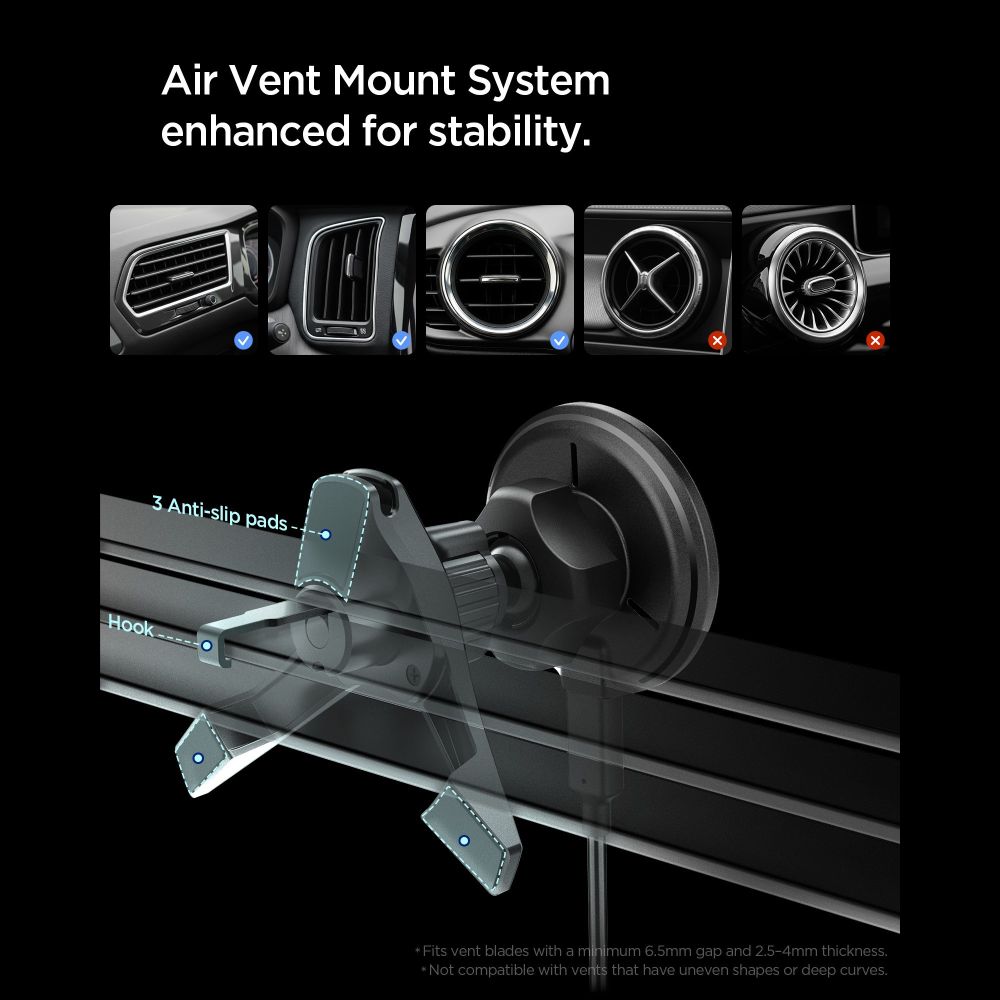 Spigen Essential Qi2 15W Hook Car Mount (Mag Fit)