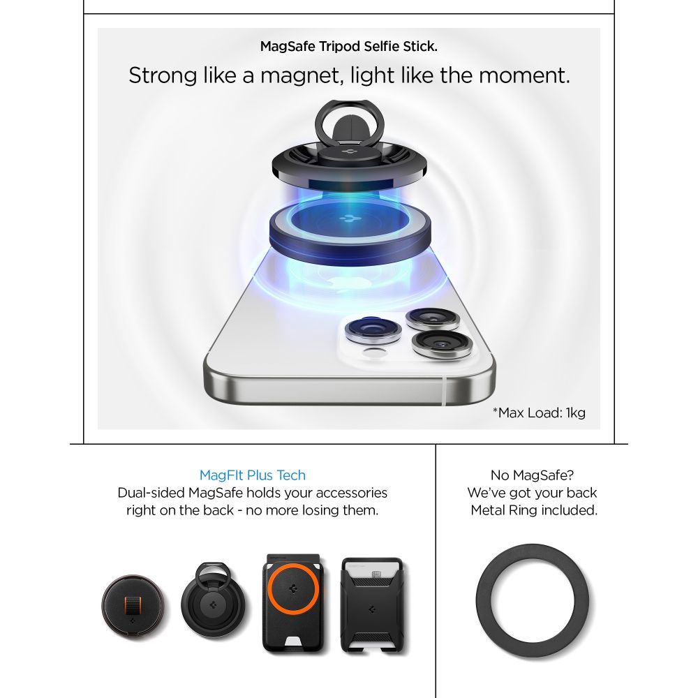 Spigen S581W Tripod Selfie Stick (Mag Fit+) για smartphone (Μαύρο) 