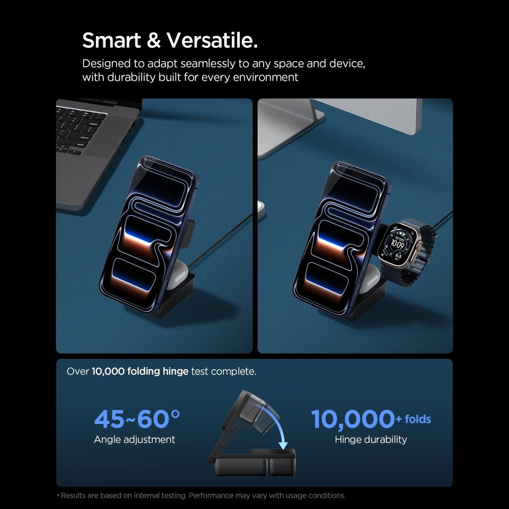 Spigen EF323MQ 3IN1 Foldable Wireless Qi2.2 25W Charger Stand (Mag Fit)