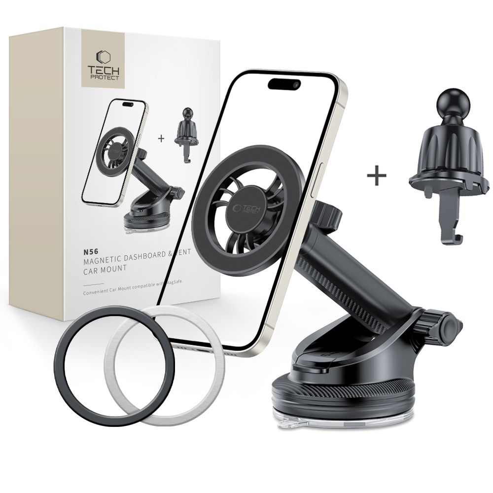 Tech-Protect N56 Μagsafe Βάση Στήριξης για το ταμπλό & βάση αεραγωγού (Μαύρο)