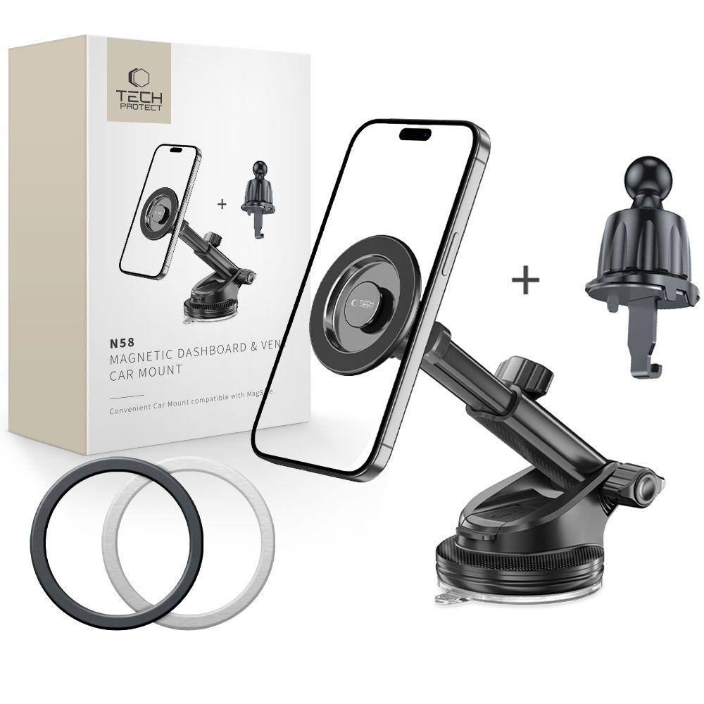 Tech-Protect N58 Μagsafe Βάση Στήριξης για το ταμπλό & βάση αεραγωγού (Μαύρο)