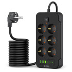 Tech-Protect PC6X6 Πολύπριζο 6 Θέσεων, 3 USB & 3 TYPE-C 2m (Μαύρο)