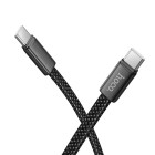 Hoco X125 Καλώδιο Flat Type-C σε Type-C 3A 60W 1m (Μαύρο)