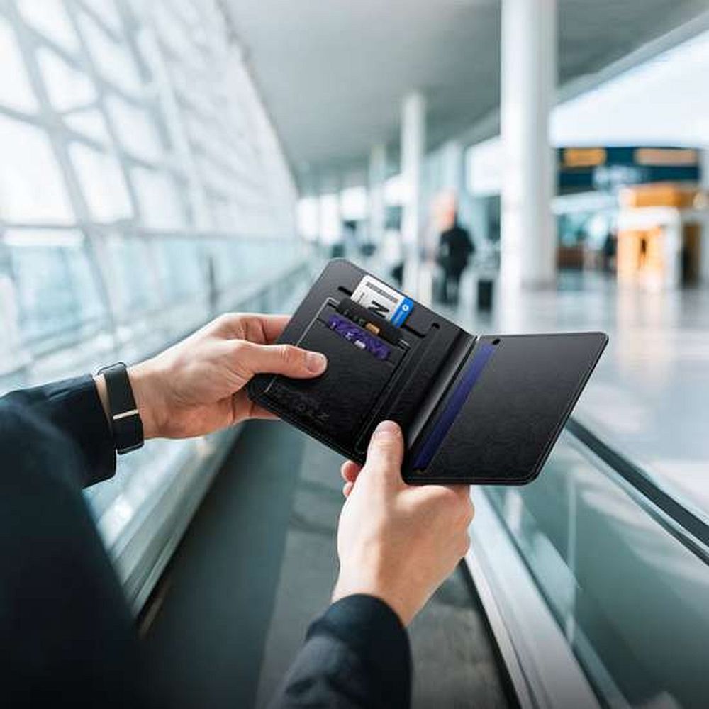 Hoco E91G Locator συμβατό με Apple Find My Passport cover (Μαύρο)