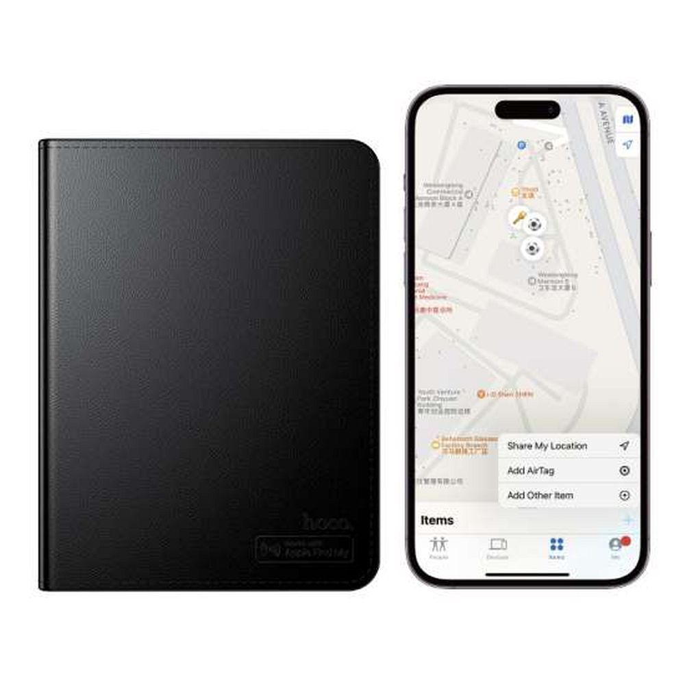 Hoco E91G Locator συμβατό με Apple Find My Passport cover (Μαύρο)