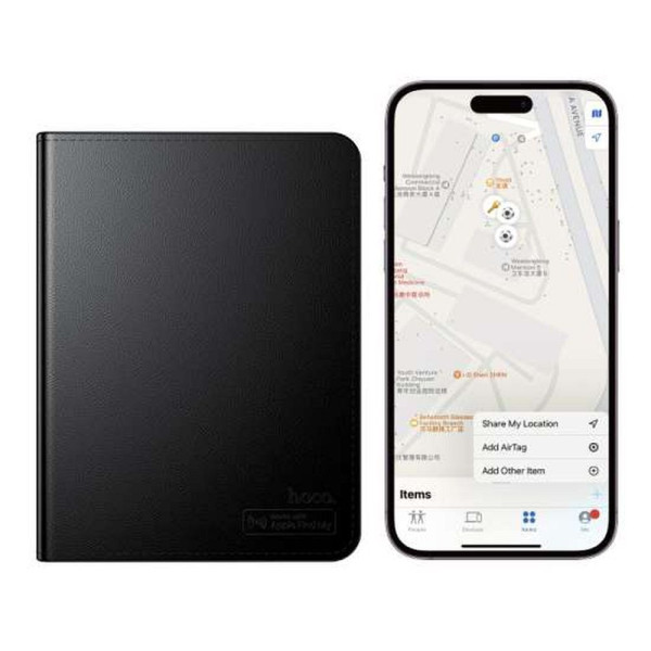 Hoco E91G Locator συμβατό με Apple Find My Passport cover (Μαύρο)
