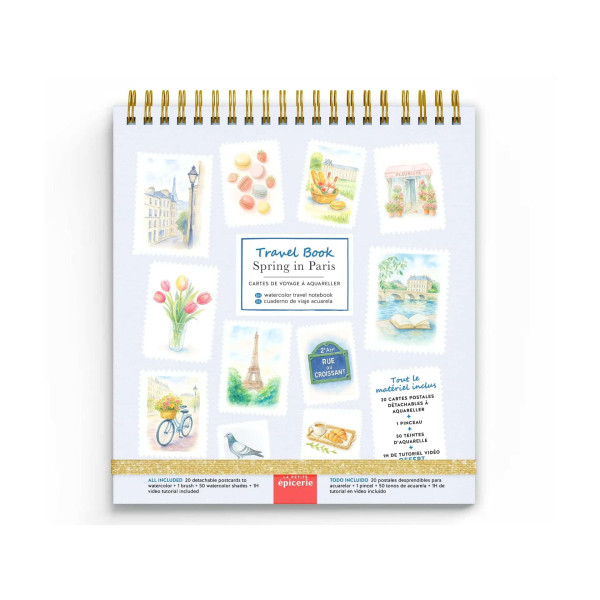 Petit Epicerie Βιβλίο Ταξιδιού - Μπλοκ Ζωγραφικής με Ακουαρέλα - Άνοιξη στο Παρίσι