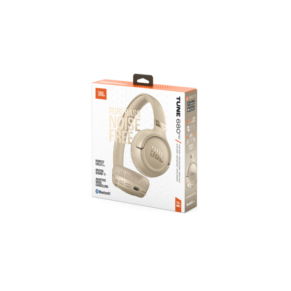 JBL Tune 680NC, On-Ear Bluetooth Headphones, ANC, Multipoint, APP (Beige)