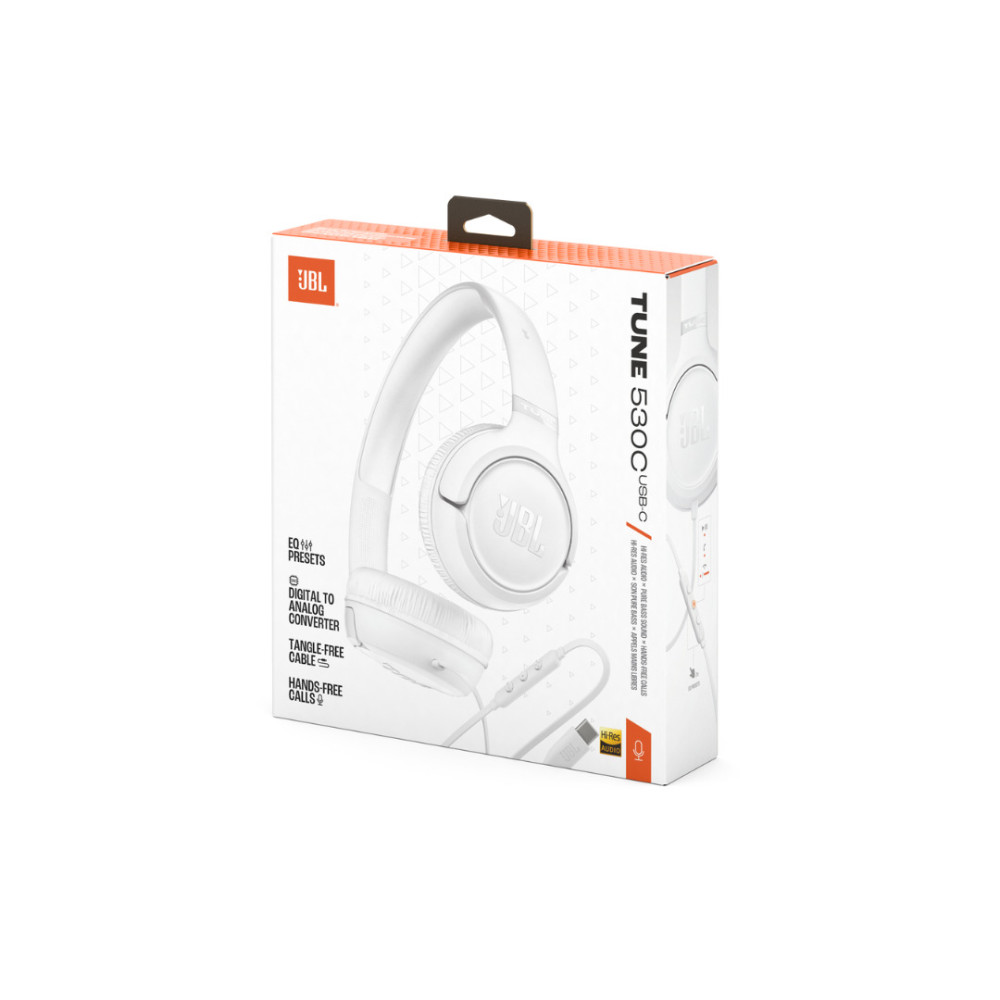 JBL Tune 530C, On-Ear Wired Headphones, USB-C, Hi-Res (Λευκό)